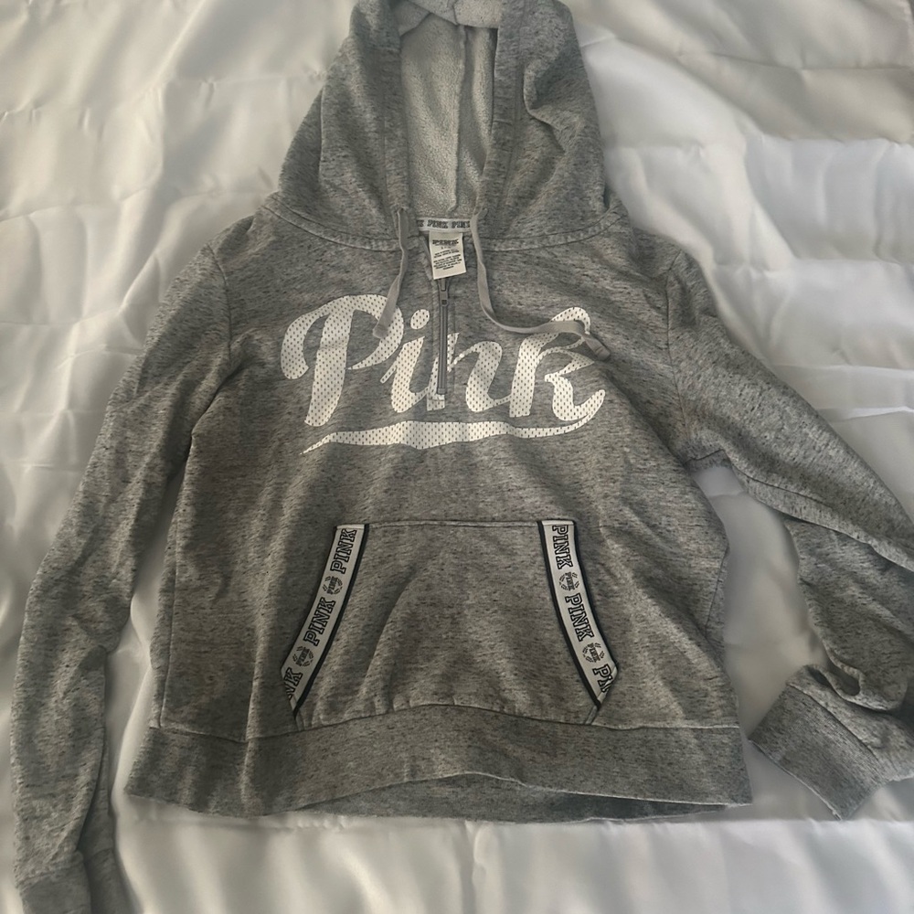 PINK Victoria's Secret Heather Gray Zip-Up Hoodie